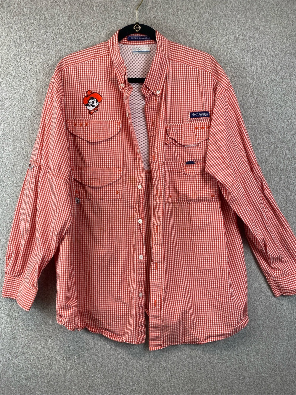 Ohio State Buckeyes Columbia PFG Super Bonehead shirt mens XL Large Check plaid